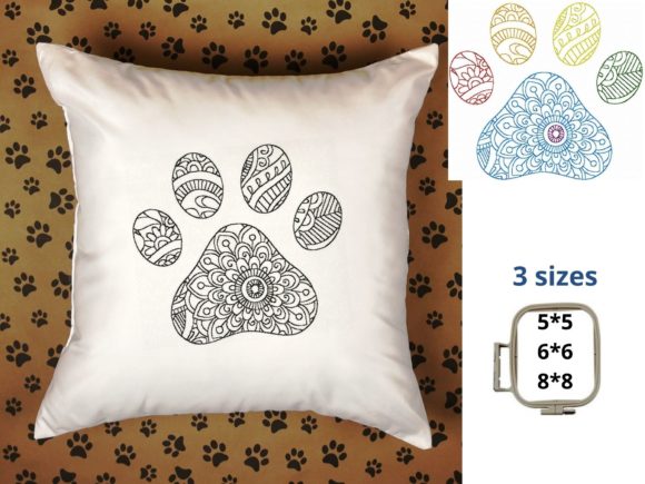 Dog Paw Print Embroidery Design