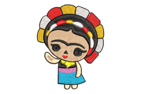 Doll with Flowers Embroidery Design