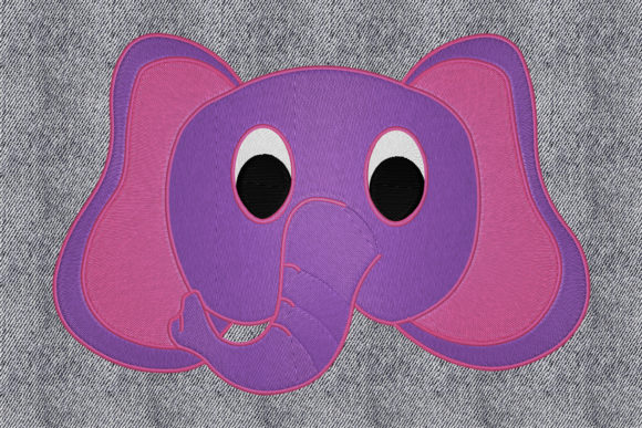 Elephant Face Embroidery Design