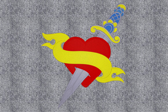Heart with Knife Embroidery Design
