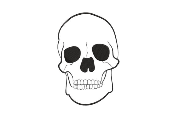 Human Head Skull Embroidery